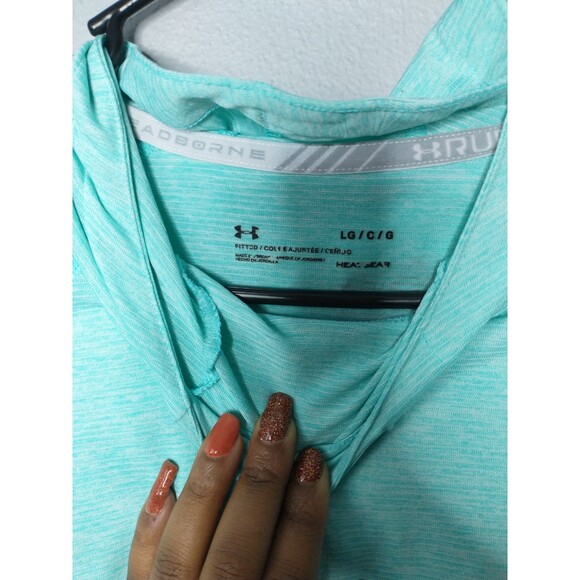 Under Armour Teal Run Fitted Hoodie Women’s Large Pullover Activewear - Picture 6 of 6